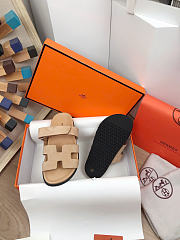 Okify Hermes Beige Suede Sandals Unisex (has big size) - 2