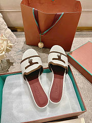 Okify Loro Piana Women White Linen High Platform Sandals (has big size) - 3