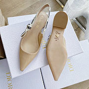 Okify Dior Beige Patent Slingback Flat  - 4