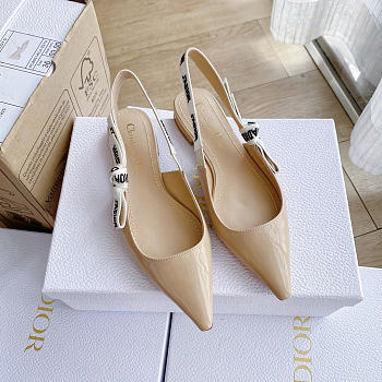 Okify Dior Beige Patent Slingback Flat 
