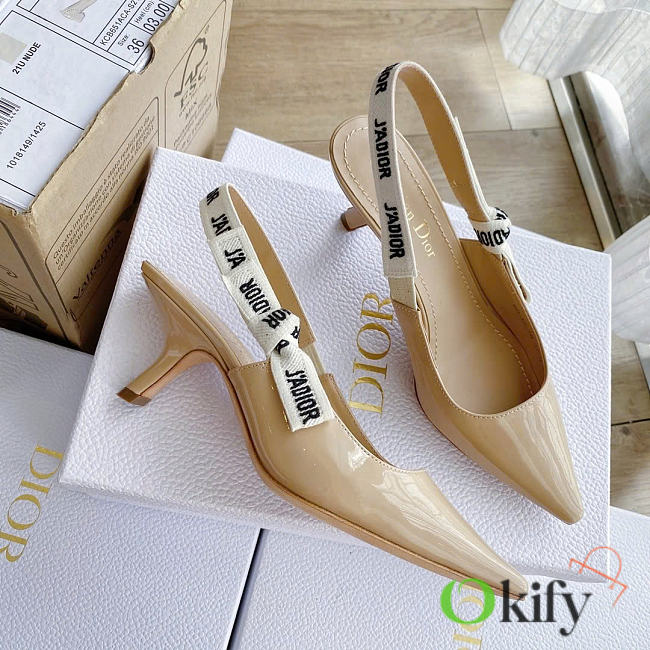 Okify Dior Beige Patent Slingback 6.5cm  - 1