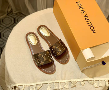 Okify Louis Vuitton Brown Women Slides (has big size)