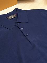 Okify Loro Piana Dark Blue Men Polo Shirt - 3