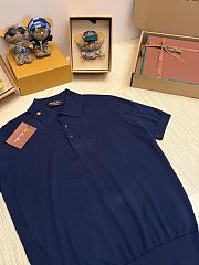 Okify Loro Piana Dark Blue Men Polo Shirt - 2