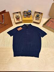 Okify Loro Piana Dark Blue Men Polo Shirt - 1
