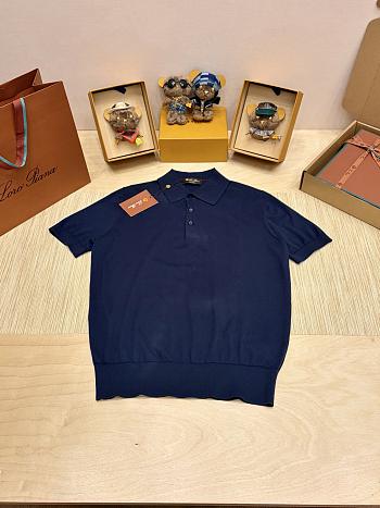 Okify Loro Piana Dark Blue Men Polo Shirt