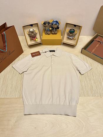 Okify Loro Piana Beige Men Polo Shirt