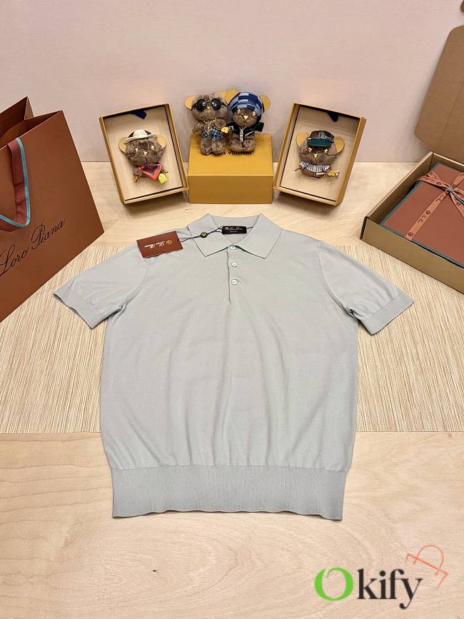 Okify Loro Piana Gray Men Polo Shirt - 1