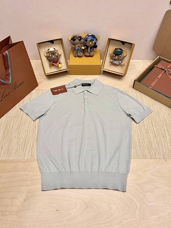 Okify Loro Piana Gray Men Polo Shirt