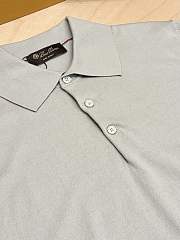 Okify Loro Piana Gray Men Polo Shirt - 3