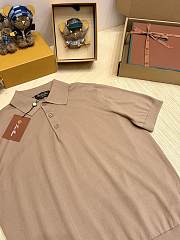 Okify Loro Piana Brown Men Polo Shirt - 4