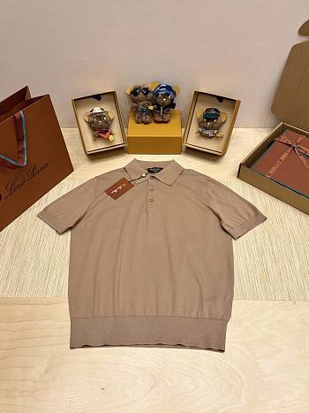 Okify Loro Piana Brown Men Polo Shirt