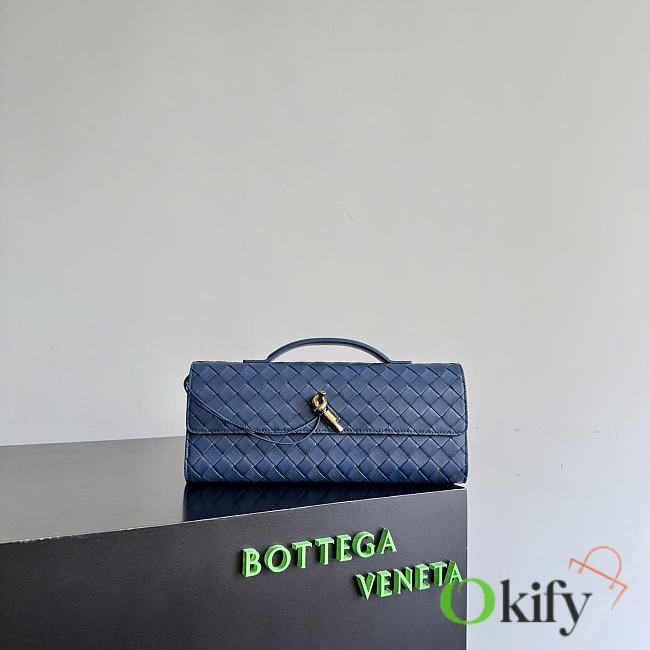 Okify Bottega Veneta Andiamo Clutch Bag Dark Blue 741511 31x13x3cm - 1