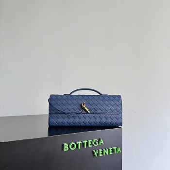 Okify Bottega Veneta Andiamo Clutch Bag Dark Blue 741511 31x13x3cm