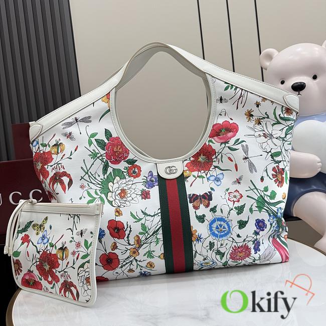Okify Gucci Giglio Flora Large Tote Bag White 853971 54x40x46x15cm - 1