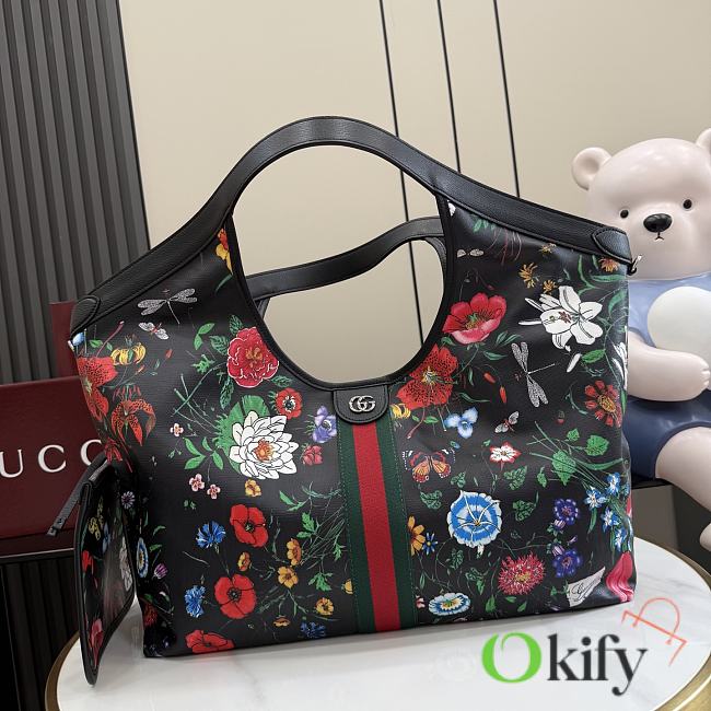 Okify Gucci Giglio Flora Large Tote Bag Black 853971 54x40x46x15cm - 1