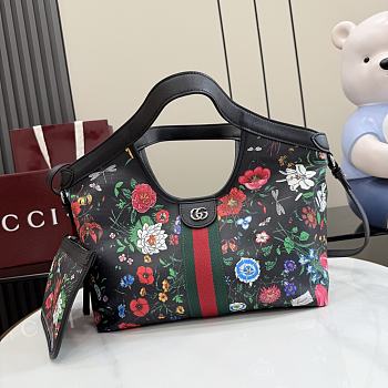 Okify Gucci Giglio Flora Small Tote Bag Black 860845 25x20x15cm