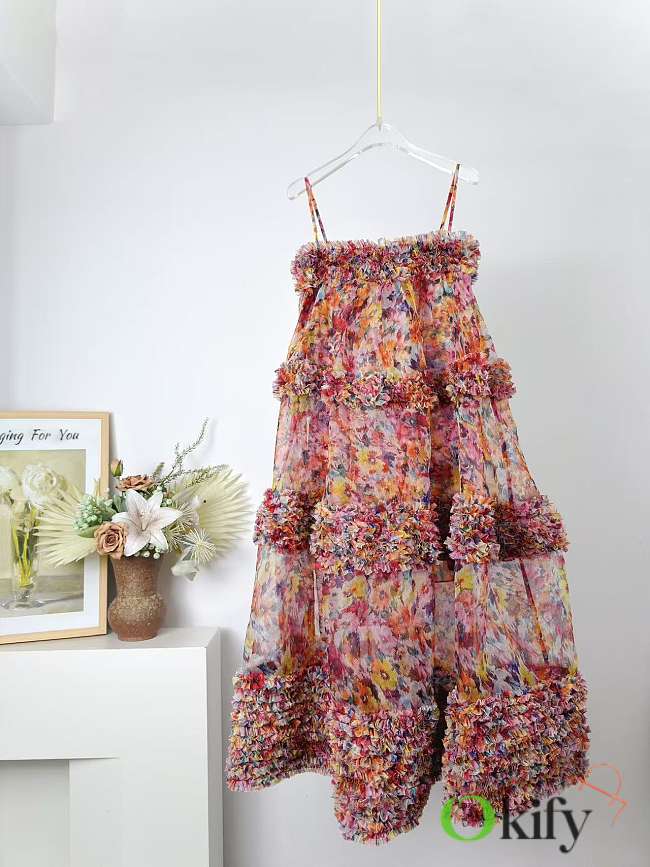 Okify Zimmerman Kindred Spirit Alchemy Ruffled Long Spaghetti Strap Dress - 1
