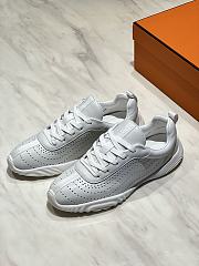 Okify Hermes White Breathable Perforated Sneakers Women Sneakers  - 1