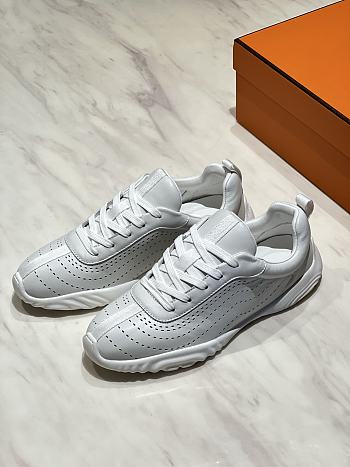Okify Hermes White Breathable Perforated Sneakers Women Sneakers 