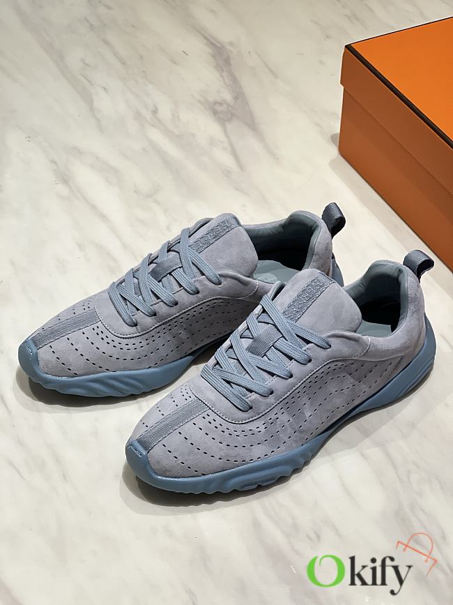 Okify Hermes Blue Breathable Perforated Sneakers Women Sneakers  - 1