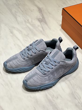 Okify Hermes Blue Breathable Perforated Sneakers Women Sneakers 
