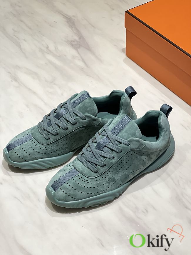 Okify Hermes Green Breathable Perforated Sneakers Women Sneakers  - 1