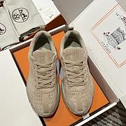 Okify Hermes Beige Breathable Perforated Sneakers Women Sneakers  - 5