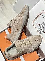 Okify Hermes Beige Breathable Perforated Sneakers Women Sneakers  - 3
