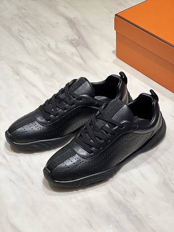 Okify Hermes Black Breathable Perforated Sneakers Women Sneakers 