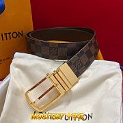 Okify Louis Vuitton Brown Damier Belt Gold/Silver Hardware 3.5cm - 2