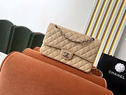 Okify CC Classic Flap Bag Beige Caviar Silver Hardware 25cm - 1