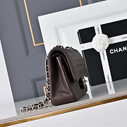 Okify CC Classic Flap Bag Dark Brown Lambskin Silver Hardware 25cm - 6