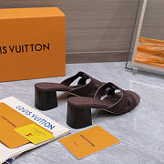 Okify Louis Vuitton Isola Dark Brown Block Heel Mule Sandals 5.5cm (has big size) - 2