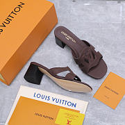 Okify Louis Vuitton Isola Dark Brown Block Heel Mule Sandals 5.5cm (has big size) - 4