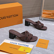 Okify Louis Vuitton Isola Dark Brown Block Heel Mule Sandals 5.5cm (has big size) - 5