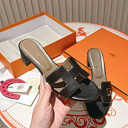 Okify Hermes Black High Heel Sandals (has big size) - 6