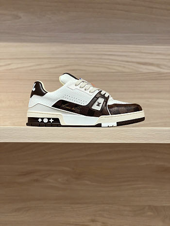 Okify Louis Vuitton Dark Brown Trainer Sneakers Unisex (has big size)