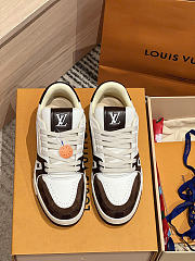 Okify Louis Vuitton Dark Brown Trainer Sneakers Unisex (has big size) - 4