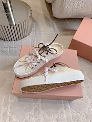 Okify MiuMiu Women Cream White Mule Sneakers 29618 - 6