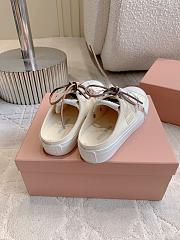Okify MiuMiu Women Cream White Mule Sneakers 29618 - 5