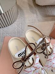Okify MiuMiu Women Cream White Mule Sneakers 29618 - 4