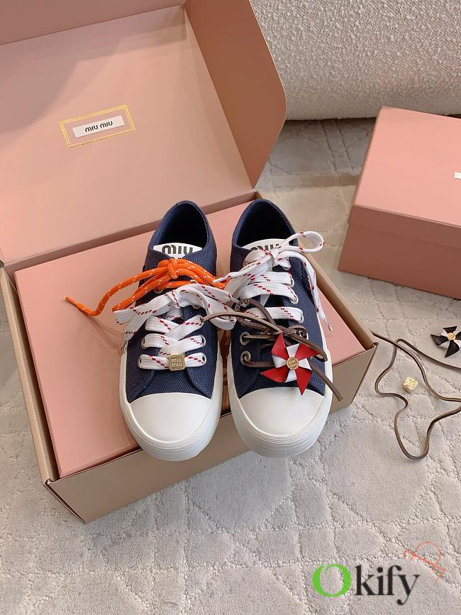 Okify MiuMiu Dark Blue Women Sneakers 29620 - 1