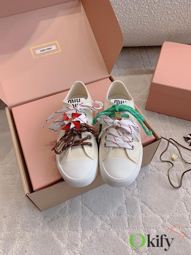 Okify MiuMiu Cream White Women Sneakers 29622 - 1
