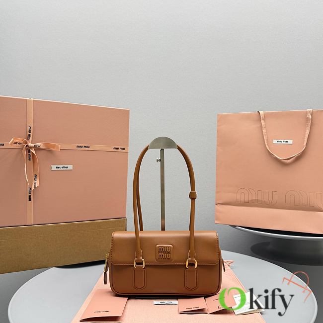 Okify MiuMiu Arcadie Leather Bag Brown 5BD282 24x11.5x5cm - 1