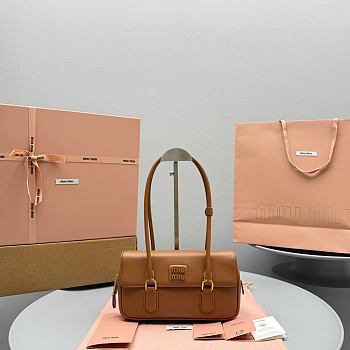 Okify MiuMiu Arcadie Leather Bag Brown 5BD282 24x11.5x5cm