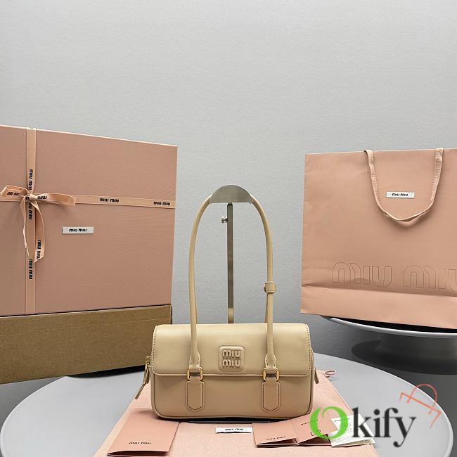 Okify MiuMiu Arcadie Leather Bag Cream White 5BD282 24x11.5x5cm - 1