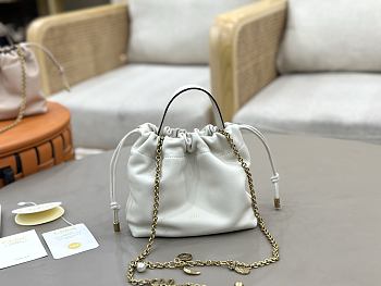 Okify Chloe Icons Shoulder Chain Bag White Soft Leather 17x16x8cm