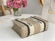 Okify Chloe Medium Woody Tote Bag Navy Blue And Beige 37x26x12cm - 6