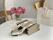 Okify Chloe Medium Woody Tote Bag Navy Blue And Beige 37x26x12cm - 5